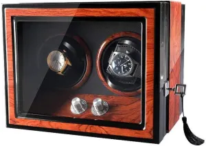Double Automatic Watch Winder Watch Driver with Quiet Mabuchi Motor. Built-in LED lamp Watch Box. Watch Box for 2 Watches
