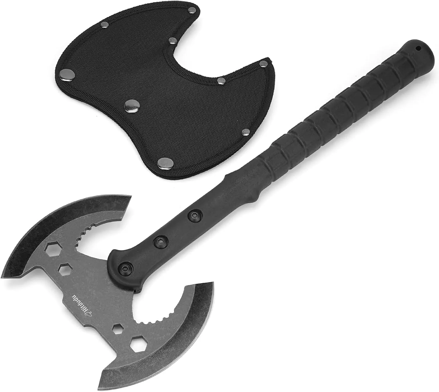 Double Bite Axe and Hatchet, Tactical Tomahawk, Throwing Axe with Sheath, Nylon Fiber Handle for Outdoor Survival Hiking Camping