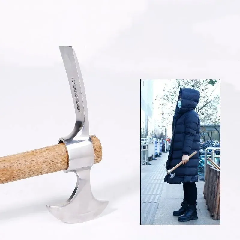 Double Stainless Steel Pickaxe Outdoor Pickaxe Pure Steel High Hardness Tree Root Digging Lamb Pickaxe Portable Ice Pickaxe