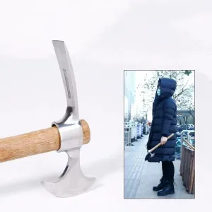 Double Stainless Steel Pickaxe Outdoor Pickaxe Pure Steel High Hardness Tree Root Digging Lamb Pickaxe Portable Ice Pickaxe