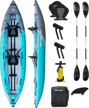 Driftsun Rover Inflatable Kayak - Inflatable White Water Kayak - Inflatable 1 and 2 Person Kayaks for Adults with High Pressure Floor, Padded Seats, Action Cam Mount, Aluminum Paddles, and Pump
