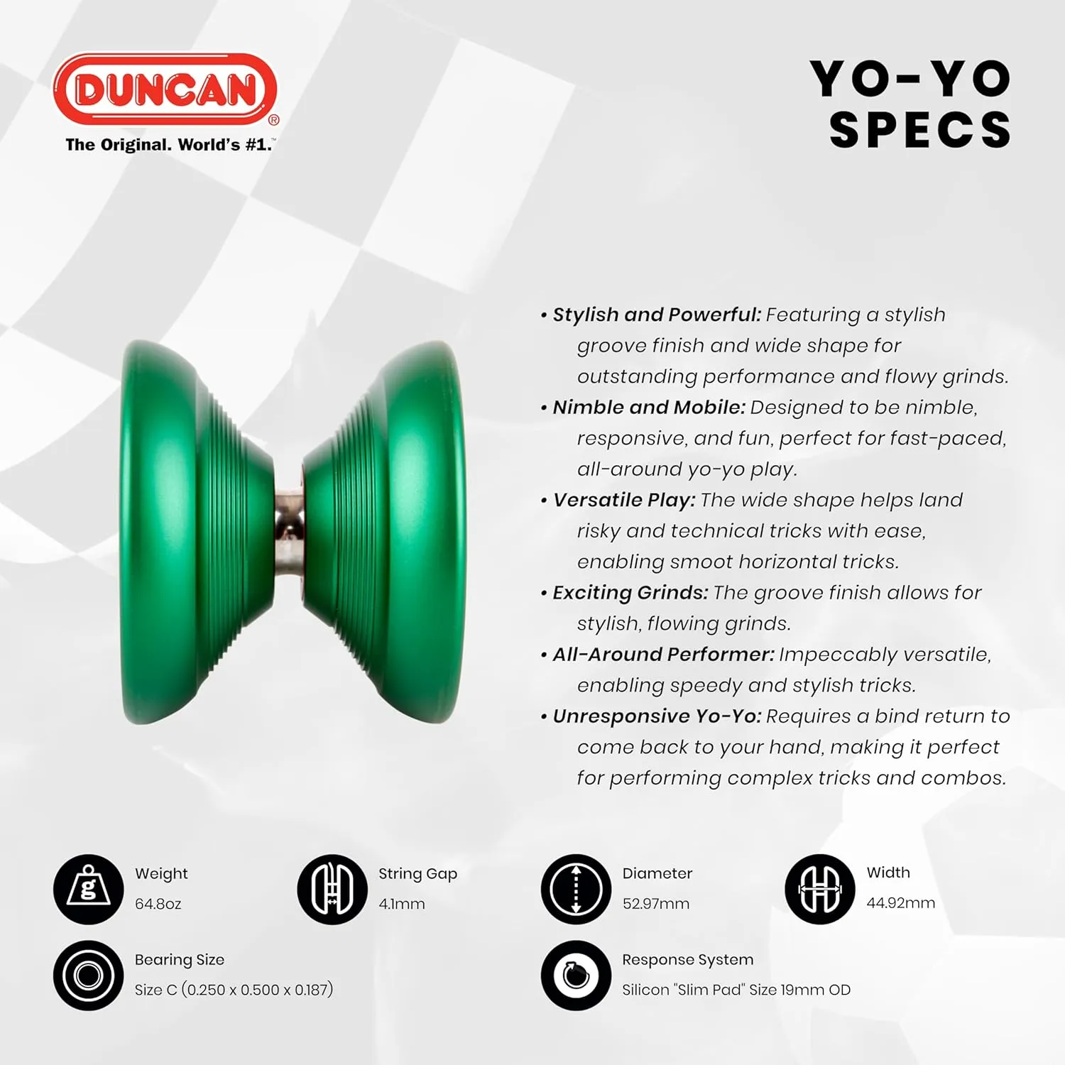 Duncan Toys Roadrunner Yo-Yo, Unresponsive Expert Level Yo-Yo, Concave Bearing and Aluminum Body, Dark Red