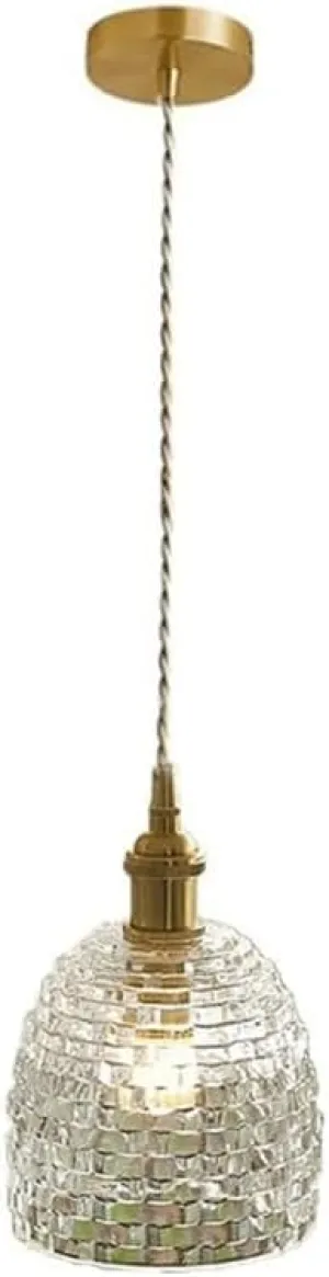 E27 Glass Pendant Lamp, Copper Hanging Light, Height Adjustable, Crystal Chandelier for Restaurant, Loft, Coffee Bar, Kitchen Island, Suspension Wire Lights(13cm-C)