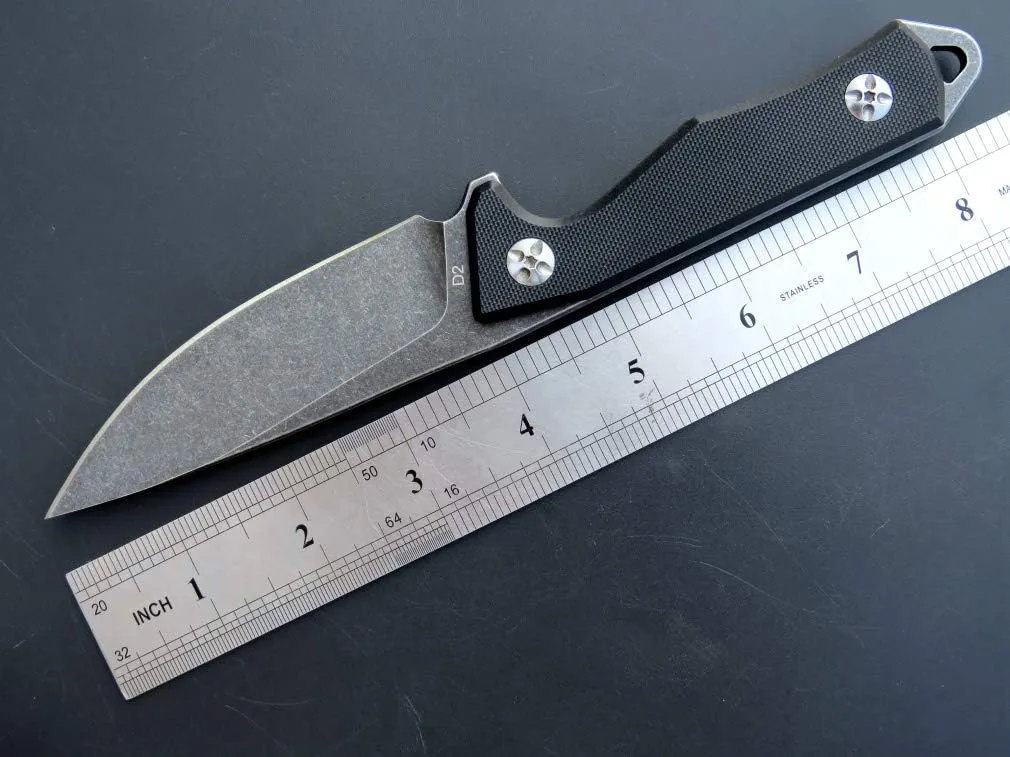 Eafengrow EF107 Fixed Blade Knife with D2 Steel Blade and Kydex Sheath - G10 Handle Compact Outdoor Field Utility Knife (Black)