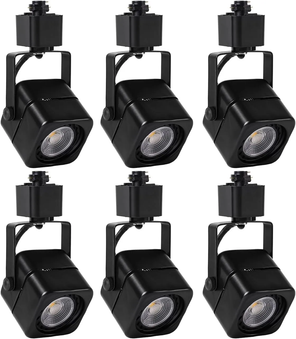 EAGLOD 10W H Track Light Heads, Dimmable LED Track Lighting Heads for Accent Retail Artwork, Linear Track Light H Type 3000K Warm White 120V 24° Angle Halo Type CRI90 (6 Pack) (Black 4000K)