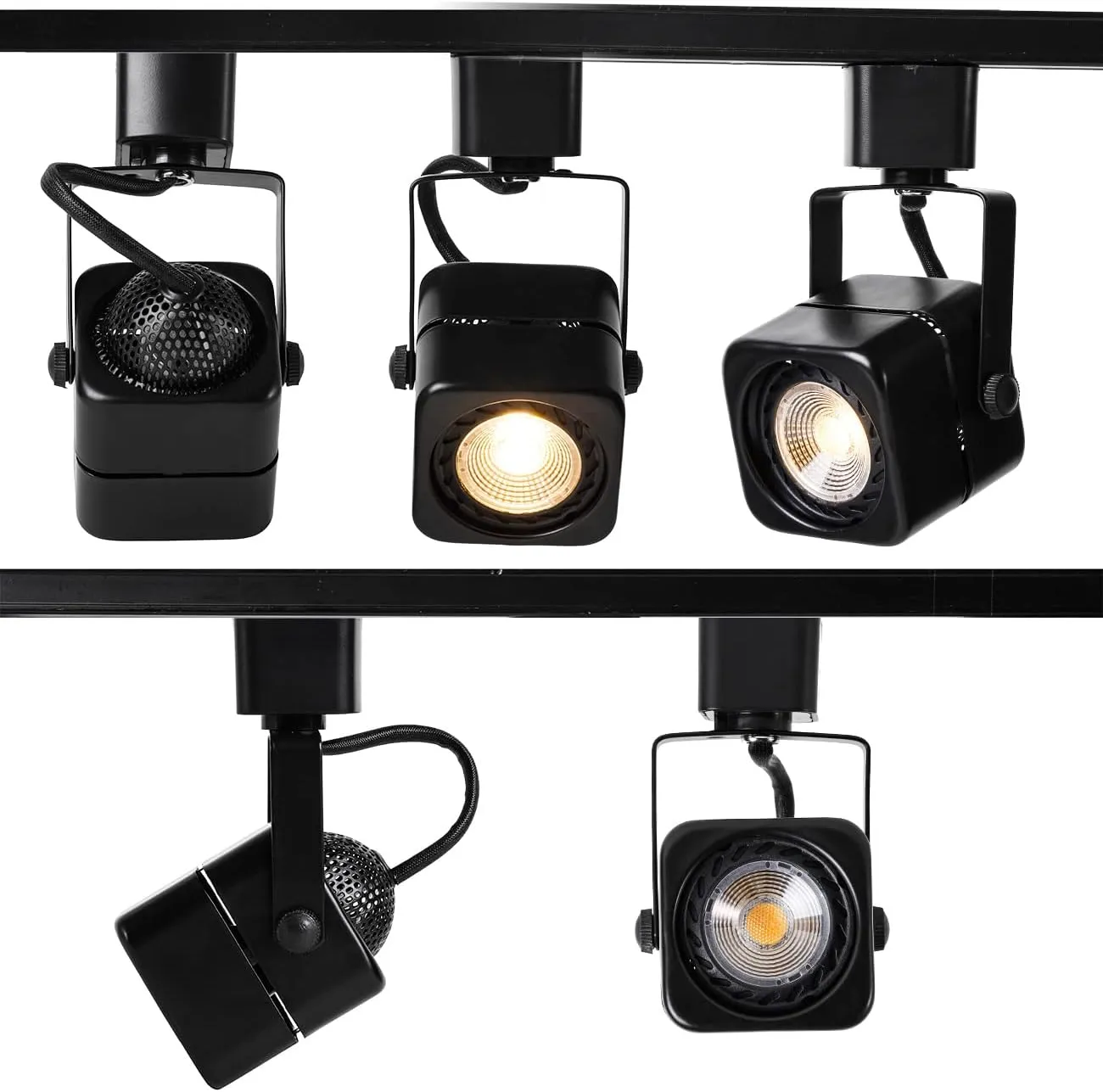 EAGLOD 10W H Track Light Heads, Dimmable LED Track Lighting Heads for Accent Retail Artwork, Linear Track Light H Type 3000K Warm White 120V 24° Angle Halo Type CRI90 (6 Pack) (Black 4000K)