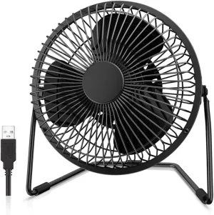 EasyAcc 6 Inch USB Desk Fan, Small USB Desk Fan, [Small Quiet Strong Airflow and 360° Rotating Personal Table Cooling Fan] USB Powered Portable Fan, 2 Speed（3.3~4.1 M/S Black (USB POWERED ONLY)