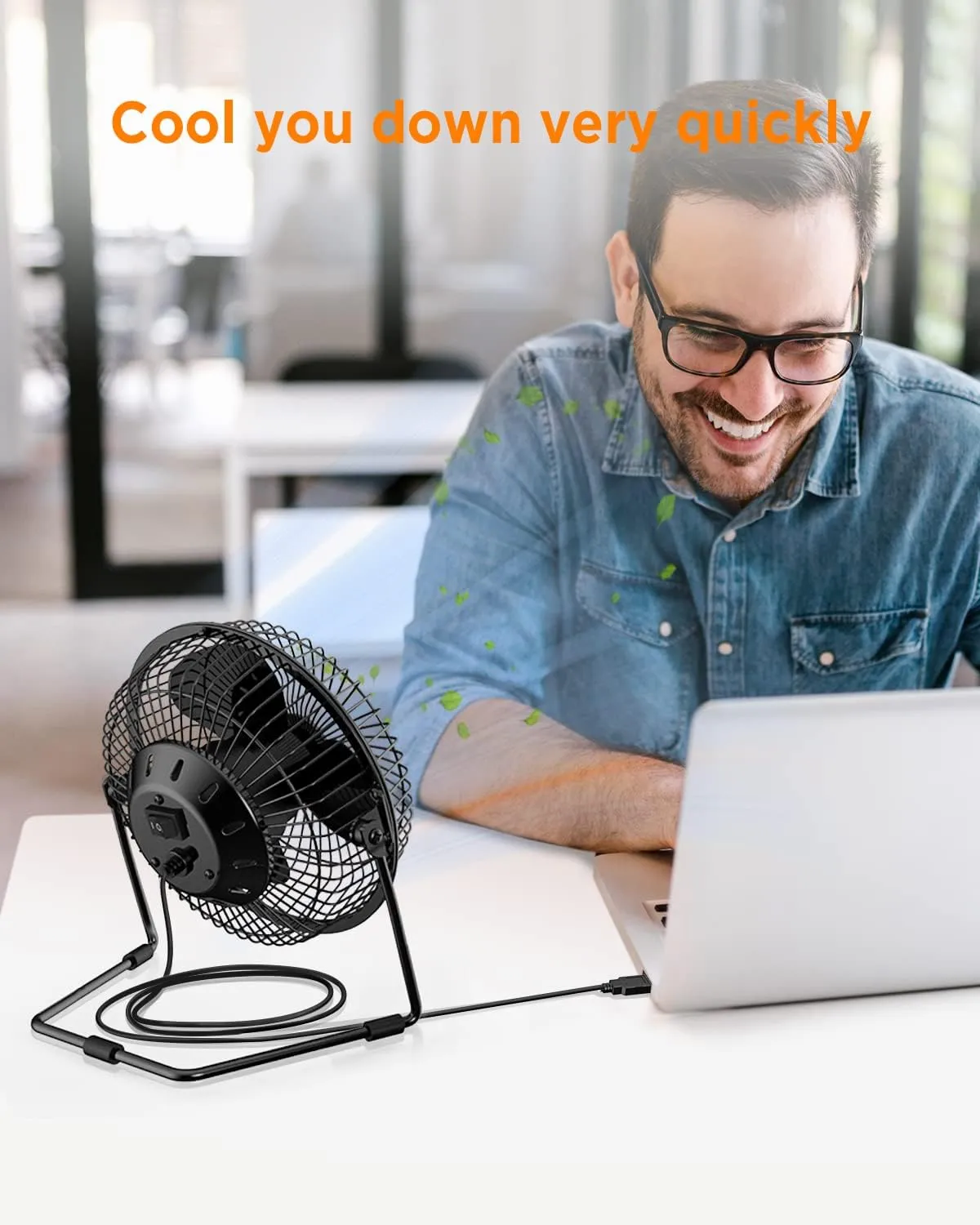 EasyAcc 6 Inch USB Desk Fan, Small USB Desk Fan, [Small Quiet Strong Airflow and 360° Rotating Personal Table Cooling Fan] USB Powered Portable Fan, 2 Speed（3.3~4.1 M/S Black (USB POWERED ONLY)