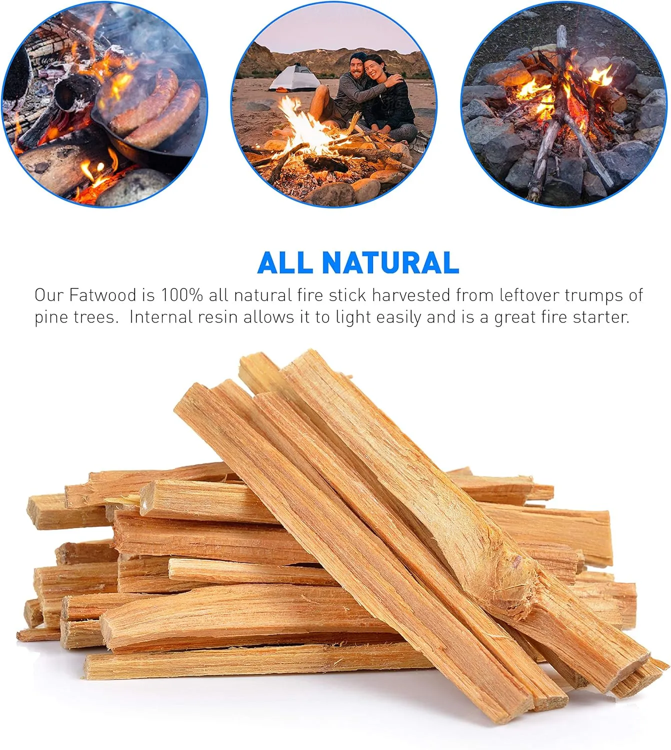 Eco-Stix Fatwood Fire Starter Kindling Firewood Sticks Bulk Packaged Firestarters 100% All Natural Resin Ocote Pine 10 Lbs