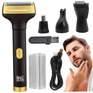 Electric Shavers for Men, 4-in-1 Painless Foil Shaver with LED Display, Rechargeable Cordless Beard Trimmer for Men Face Nose Eyebrows Hair