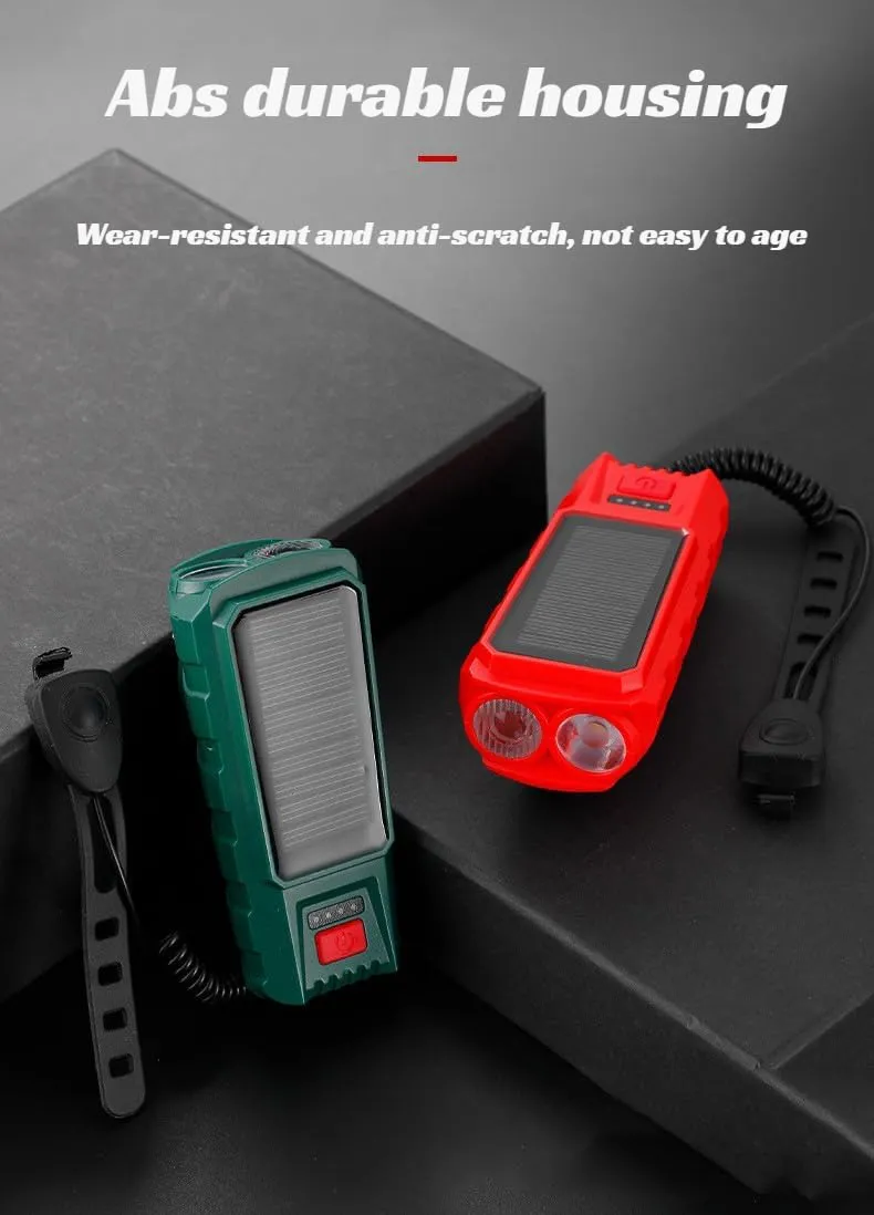 [Ellniges]【Solar Bike Lit with Horn】 300 Lumen lit USB/Solar Charging 130dB Alarm MTB Lit for Nit Riding ABS Waterproof Bike Accories Cycling Safe Adult/Kids
