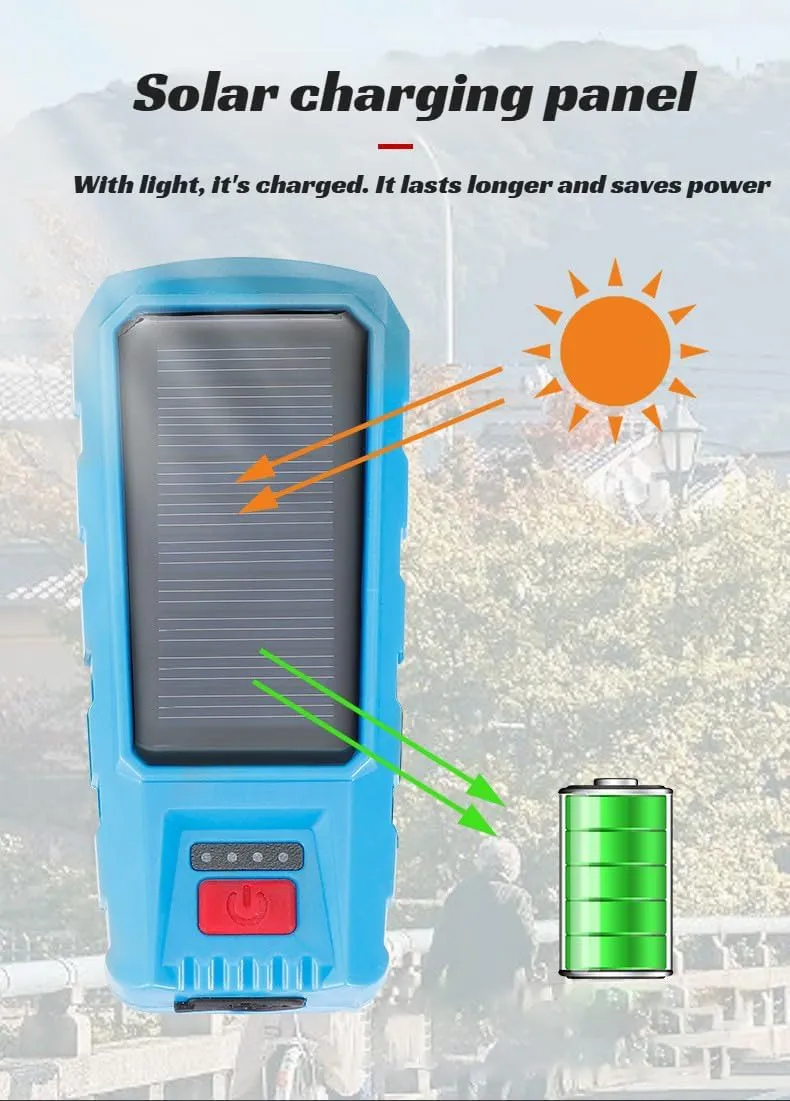 [Ellniges]【Solar Bike Lit with Horn】 300 Lumen lit USB/Solar Charging 130dB Alarm MTB Lit for Nit Riding ABS Waterproof Bike Accories Cycling Safe Adult/Kids