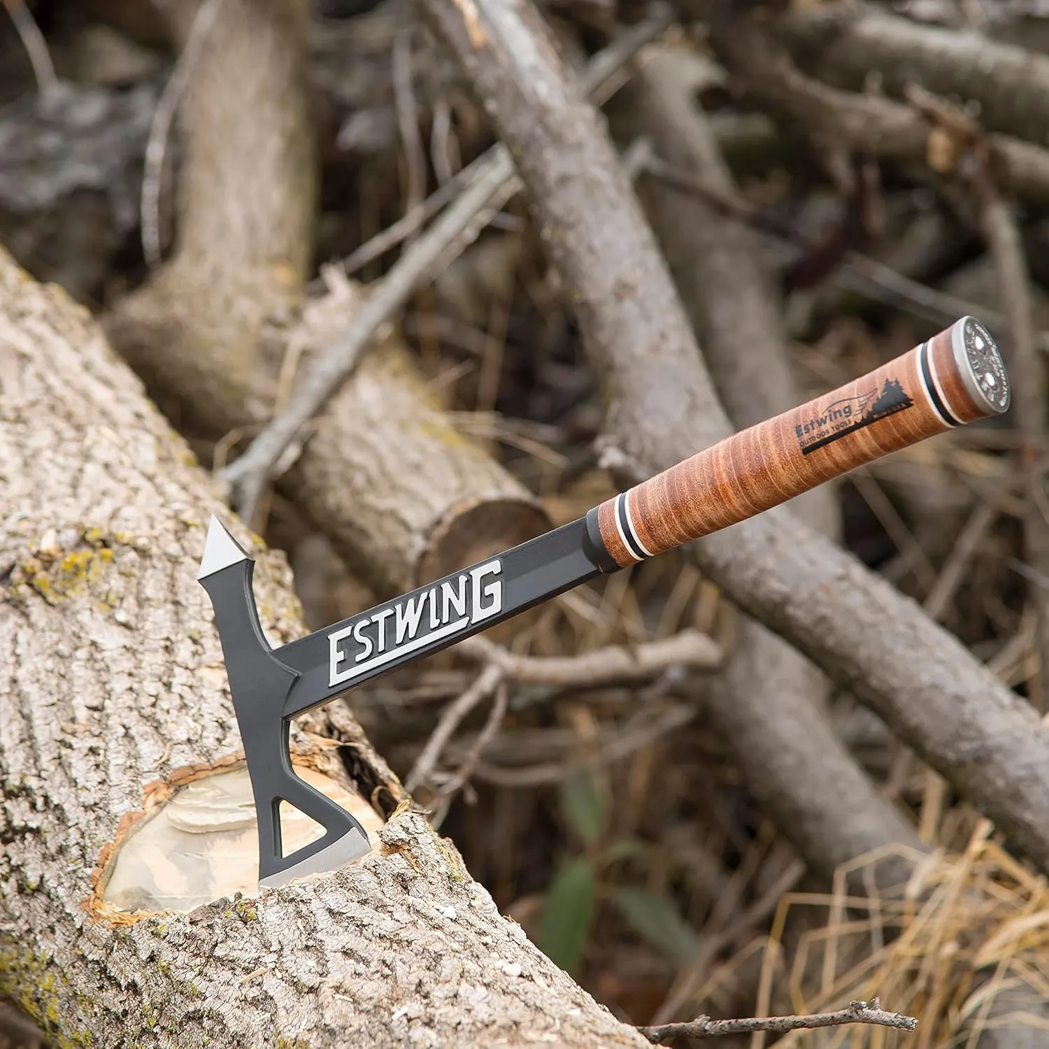 ESTWING Tomahawk Axe - 16.25" Lightweight Hatchet with Forged Steel Construction & Genuine Leather Grip - ETA