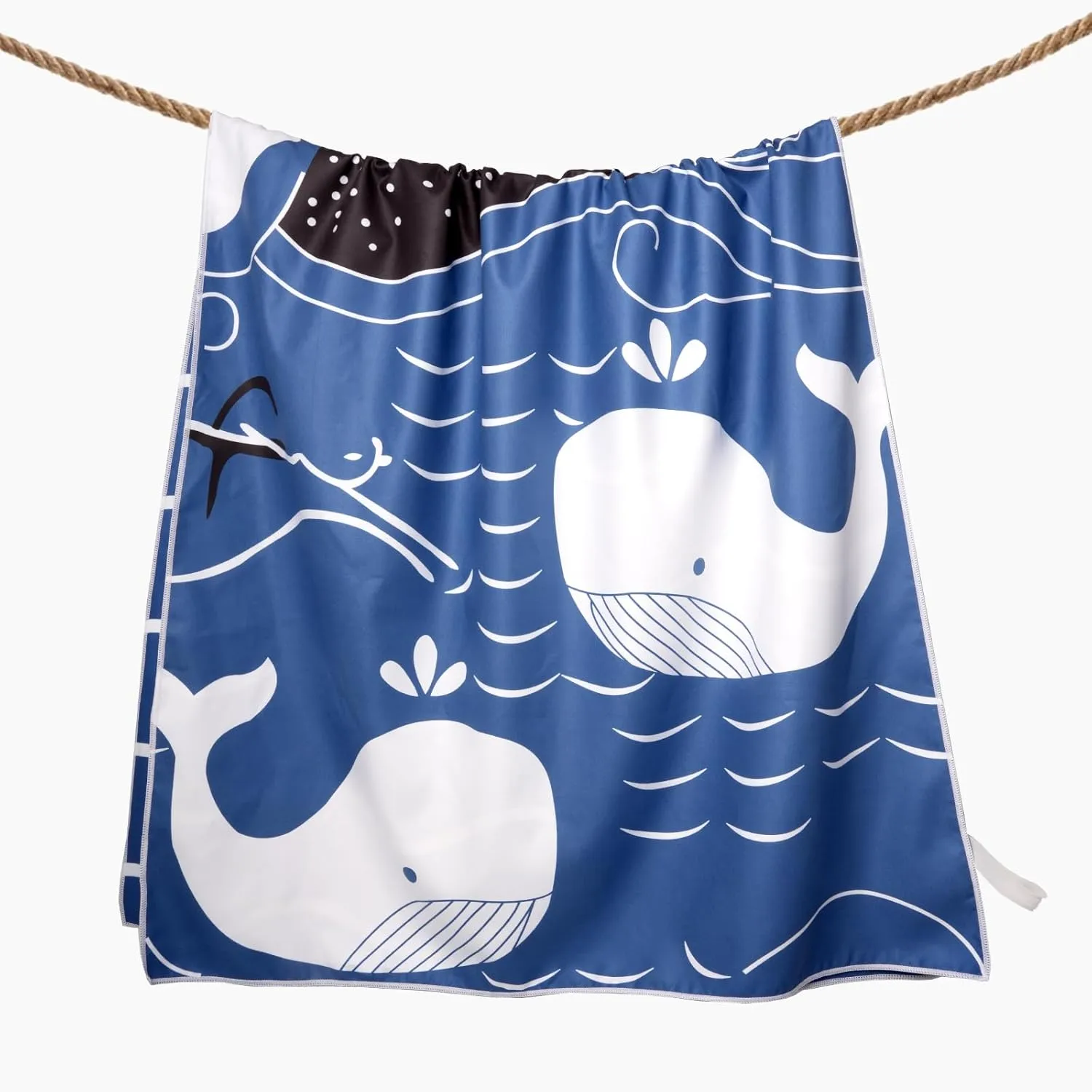 Eunzel 2 Pack Microfiber Kids Beach Towel, Quick Dry Towels for Girls & Boys Sand Free Travel Towel for Beach, Camping, Swim Pool 60"x30"，Dinosaur Adventure& Whale Rhythm
