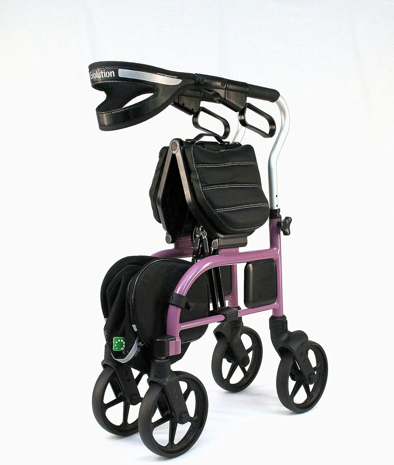 Evolution Trillium Lightweight Walker Rollator with Seat, Wheels, Brakes for Indoor, Outdoor Mobility, Regular Pink