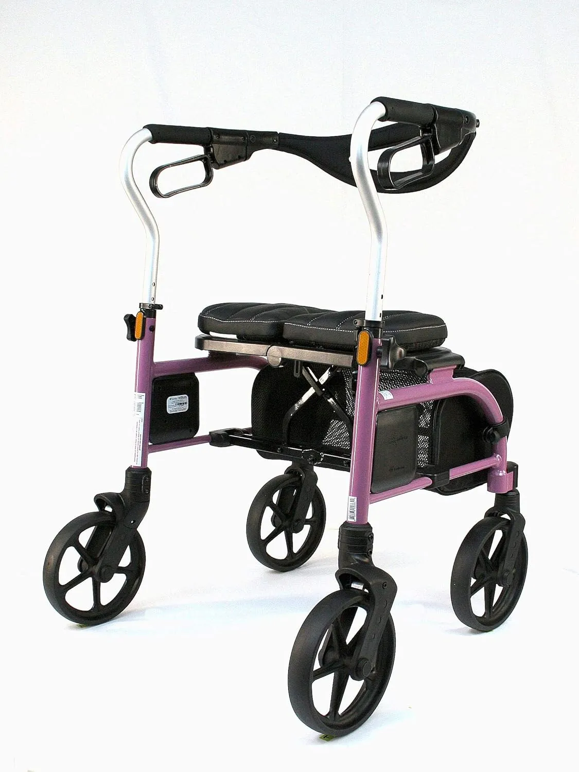 Evolution Trillium Lightweight Walker Rollator with Seat, Wheels, Brakes for Indoor, Outdoor Mobility, Regular Pink