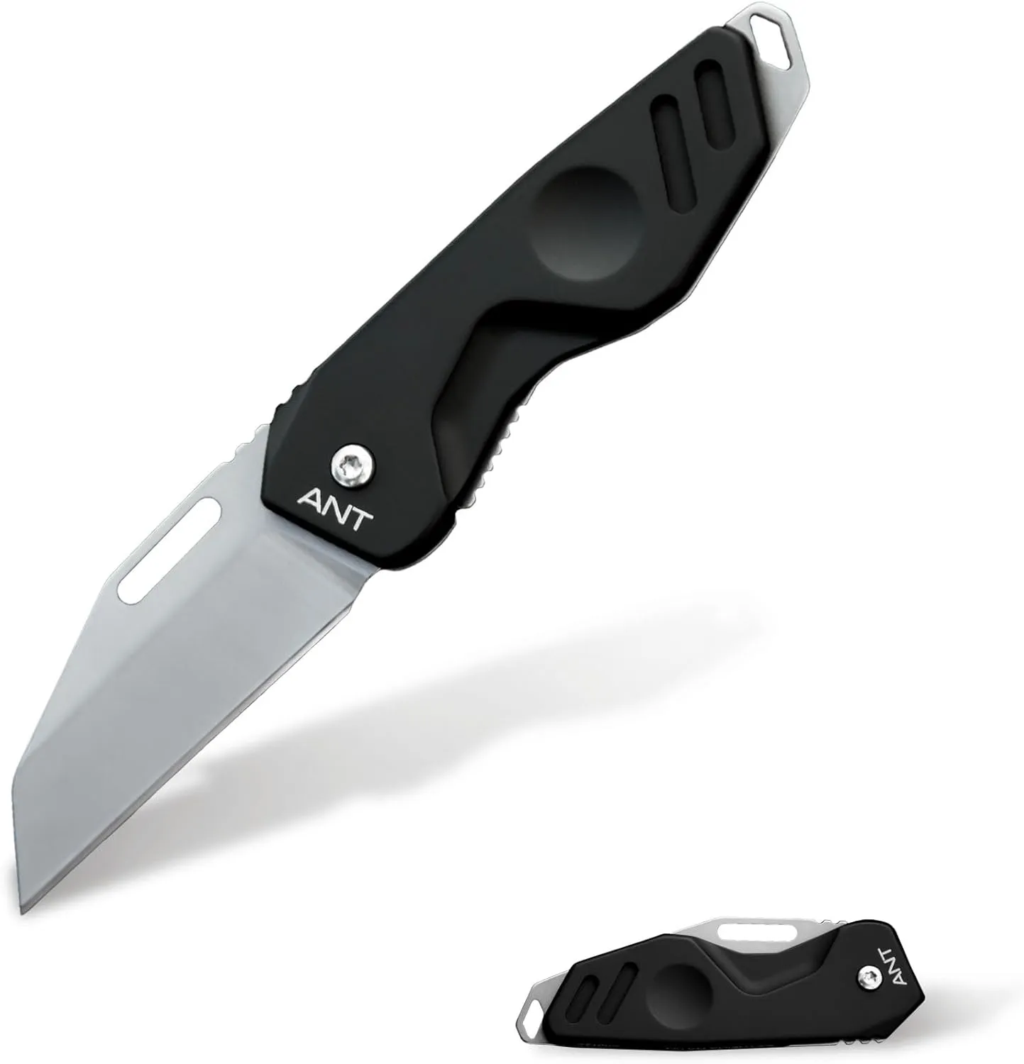 Extrema Ratio - ANT (Black Stone-Washed) Folding Knife, Böhler N690 Steel Blade 58 HRC, Compact Design, Smooth Aluminum Handle, Handcrafted in Italy