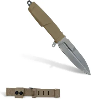 Extrema Ratio - Contact C (Desert) Fixed Blade Knife, Böhler N690 Steel Blade Hardened to 58 HRC, Stone-Washed Finish, Full-Tang Design, Ergonomic Forprene Handle, Precision Handcrafted in Italy, Durable and Reliable