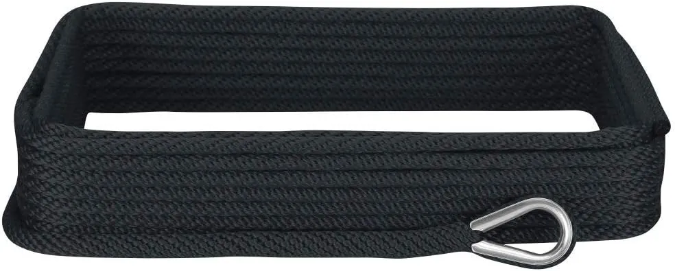 Extreme Max 3006.2048 BoatTector Solid Braid MFP Anchor Line with Thimble - 3/8" x 50', Black