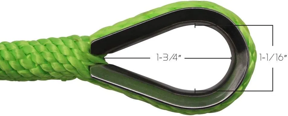 Extreme Max 3006.2657 BoatTector Solid Braid MFP Anchor Line with Thimble - 3/8" x 100', Neon Green