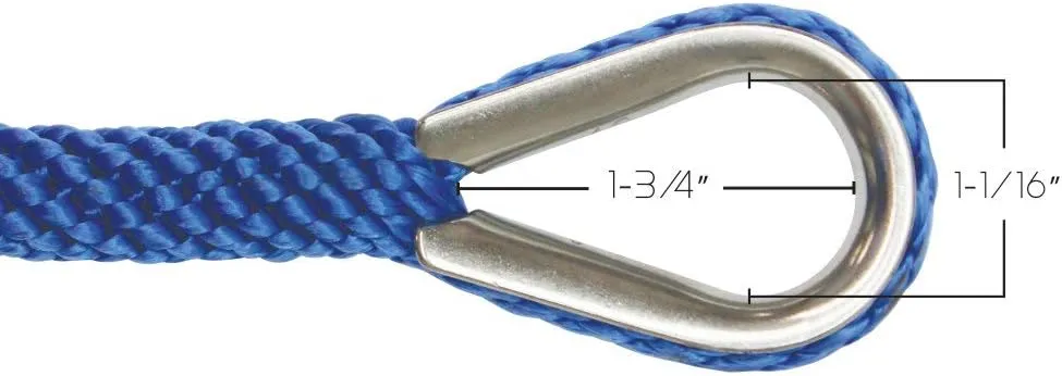 Extreme Max 3006.2705 BoatTector Solid Braid MFP Anchor Line with Thimble - 3/8" x 150', Blue