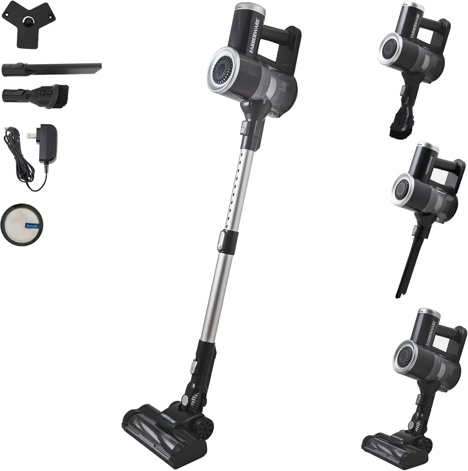 Farberware Cordless Pro Stick Vacuum Cleaner, Powerful Suction with 2 Speeds for Carpet and Hard Floors, Converts to Handheld Vacuum for Pet Hair