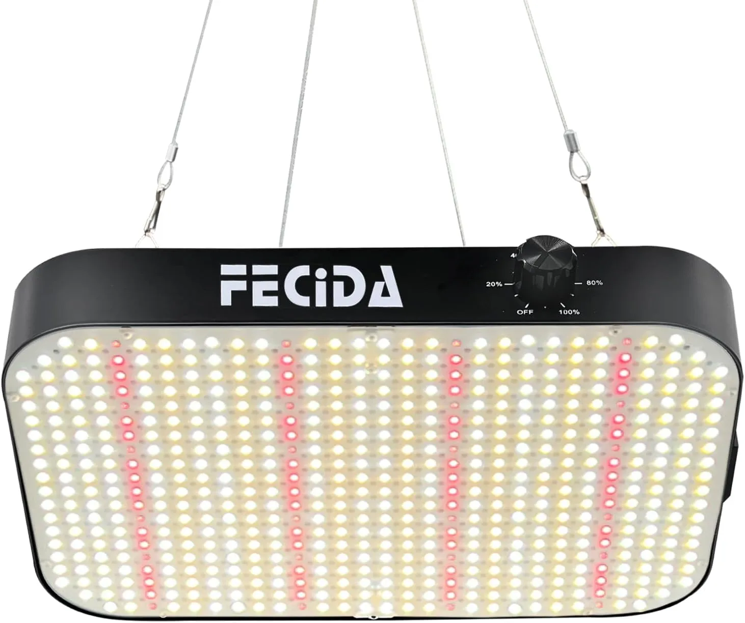 FECiDA LED Grow Light Dimmable 6000 Lumen 65 Watt, 2025 Best Grow Lights for Indoor Plants Full Spectrum, Hanging Seed Starting Seedlings Vegetable Growing Lamps, Daisy Chain Function, Built-in Fan