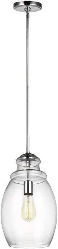 Feiss P1484CH Marino Glass Pendant Lighting, 1-Light, 60 Watts, Chrome (9"Dia x 16"H)