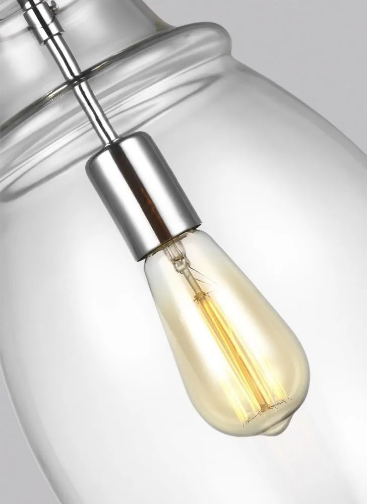 Feiss P1484CH Marino Glass Pendant Lighting, 1-Light, 60 Watts, Chrome (9"Dia x 16"H)