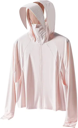 Fishing Shirts for Men UPF 50  Hooded Sun Shirts with Mask Rash Guard Long Sleeve Full Zip Lightweight Cooling Jacket