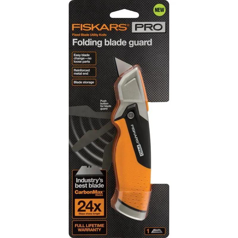 Fiskars Pro 7.25 in. Fixed Blade Pro Utility Knife Black/Orange/Silver 1 pk