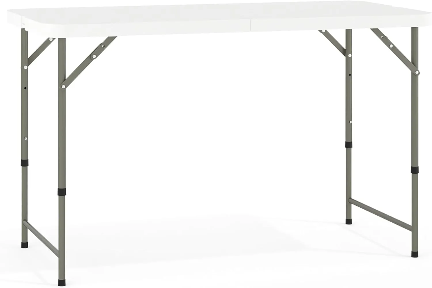 Flash Furniture 4' Rectangular Plastic Folding Event Table with Adjustable Legs and Carrying Handle, Bi-Fold Portable Banquet Table for Indoor/Outdoor Events, White
