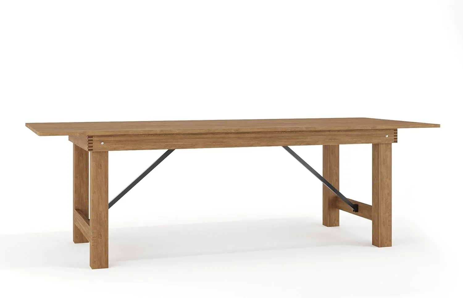 Flash Furniture Hercules Series 8' x 40" Rustic Solid Pine Folding Dining Table, Rectangular Antique Farmhouse Dining and Event Extension Table