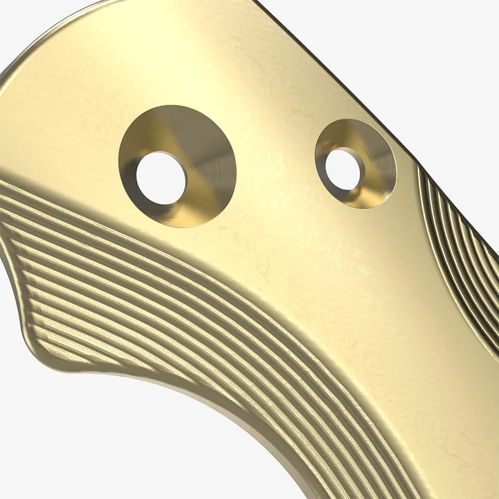 Flytanium Brass Lotus Scales Compatible with Spyderco Paramilitary 2 EDC Folding Pocket Knife – FLY-0801