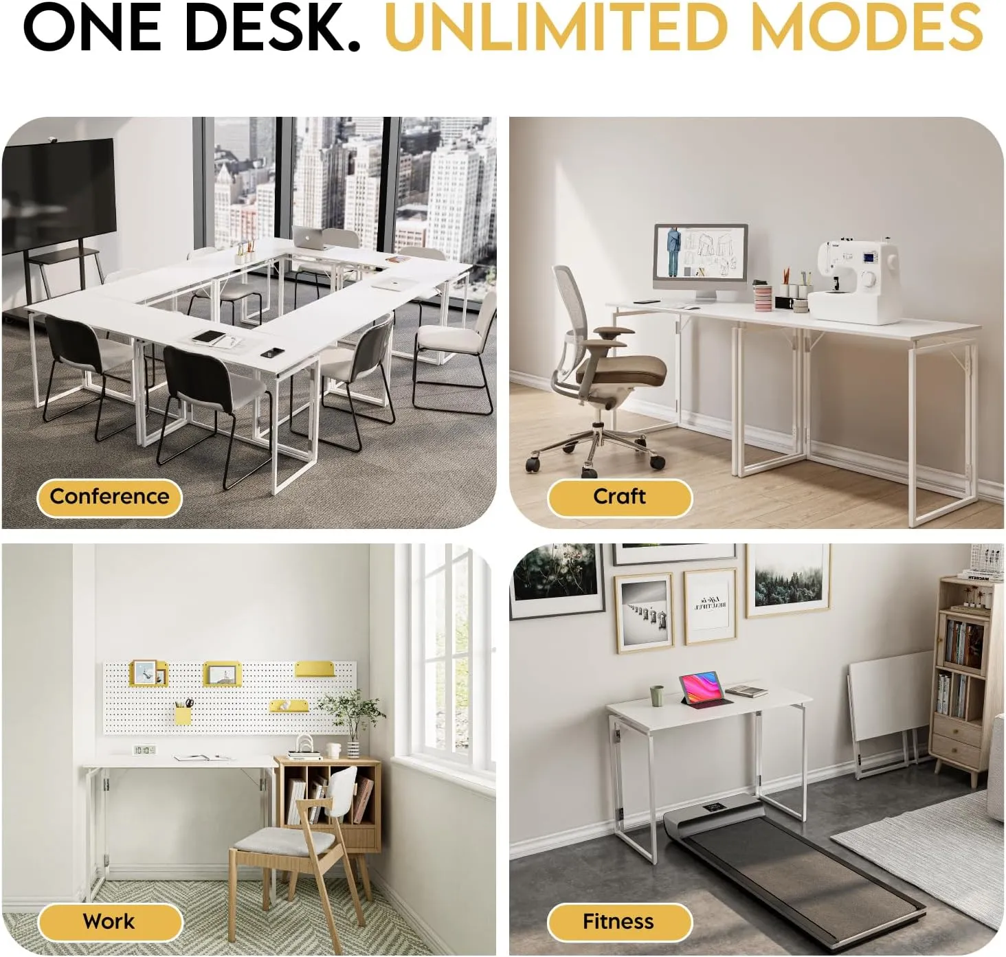 Folding Desk 40 Inch - Small Foldable Desk for Small Space Minimalist, Space Saving Collapsible Compact Desk Portable Table for Craft, Writing, Study and Work (No Assembly Required)