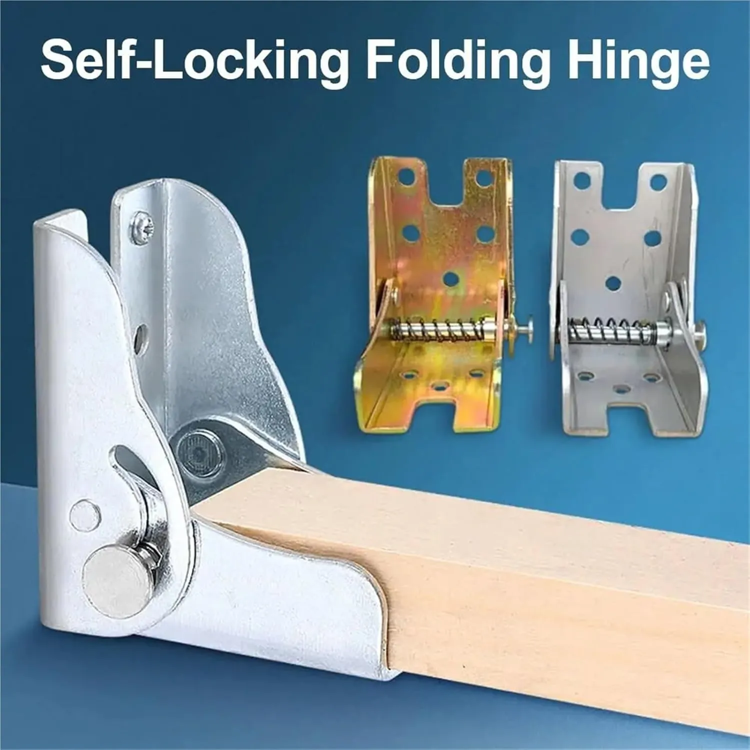 Folding Table Lock 4PCS 90 Degree Self-Locking Folding Hinge Table Legs Chair Extension Foldable Self Locking Fold Feet Hinges Hardware for Home Use(Gold)