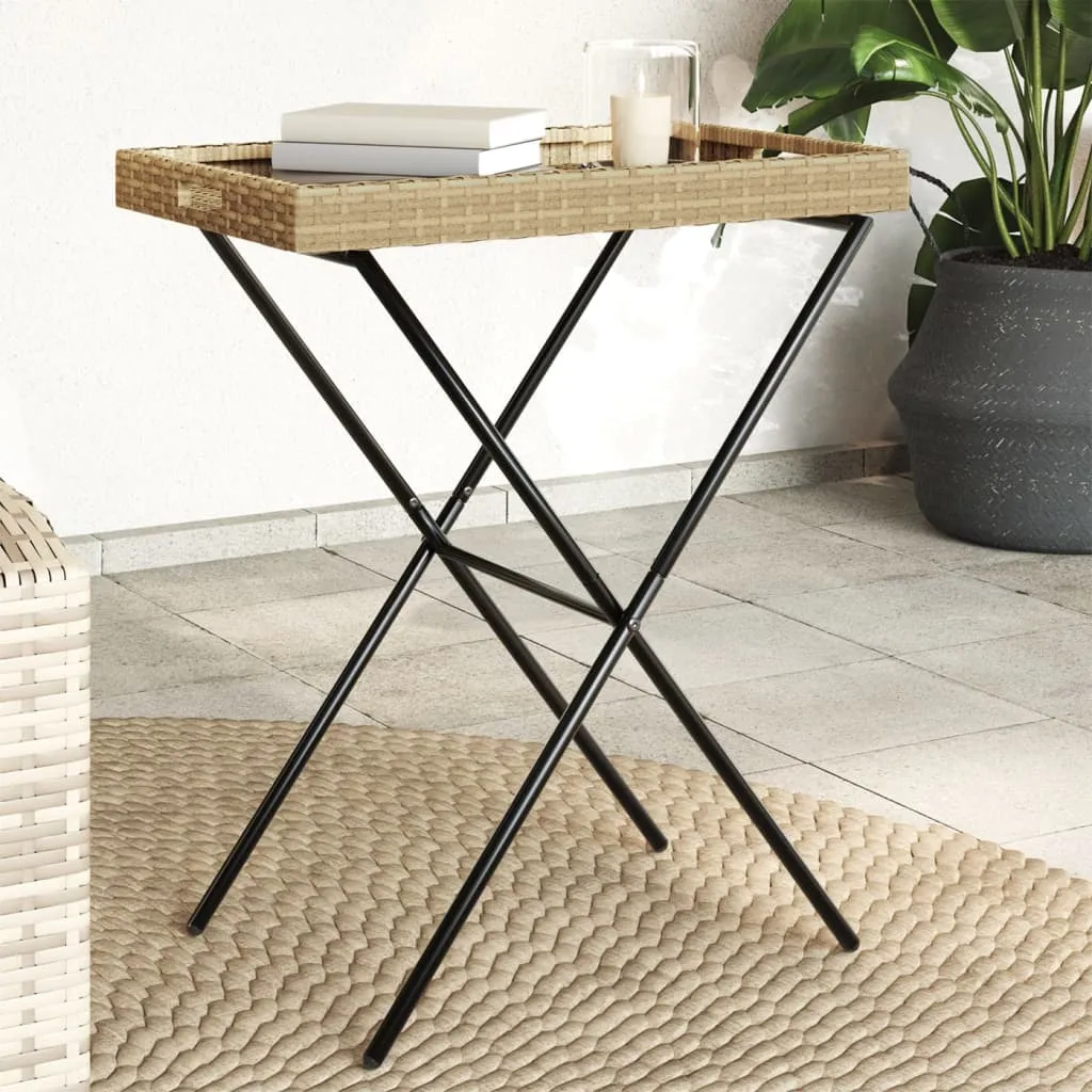 Folding Tray Table TV Dinner Outdoor Garden Patio Furniture Poly Rattan