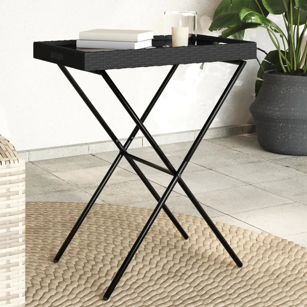 Folding Tray Table TV Dinner Outdoor Garden Patio Furniture Poly Rattan