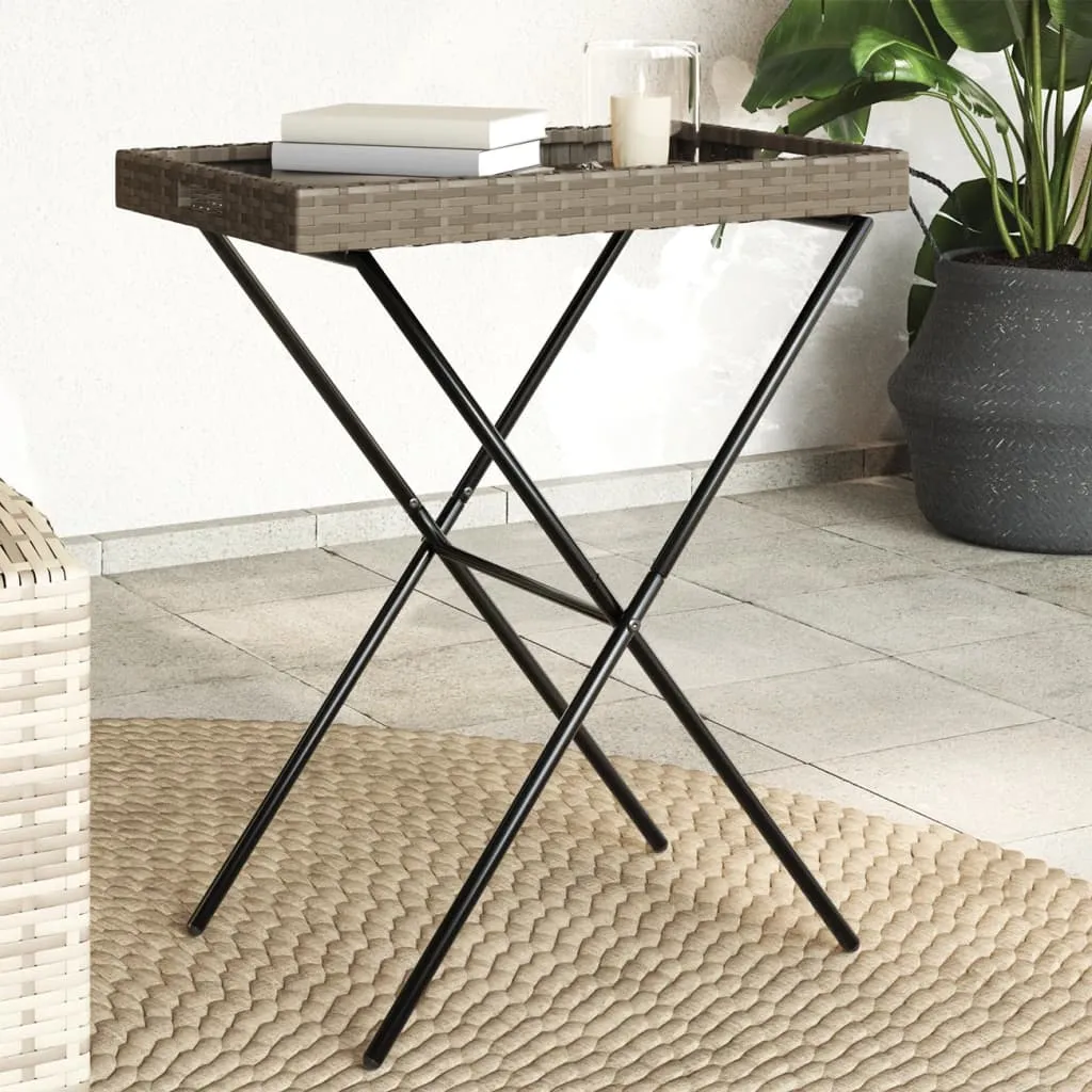 Folding Tray Table TV Dinner Outdoor Garden Patio Furniture Poly Rattan