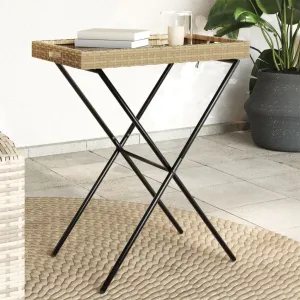 Folding Tray Table TV Dinner Outdoor Garden Patio Furniture Poly Rattan