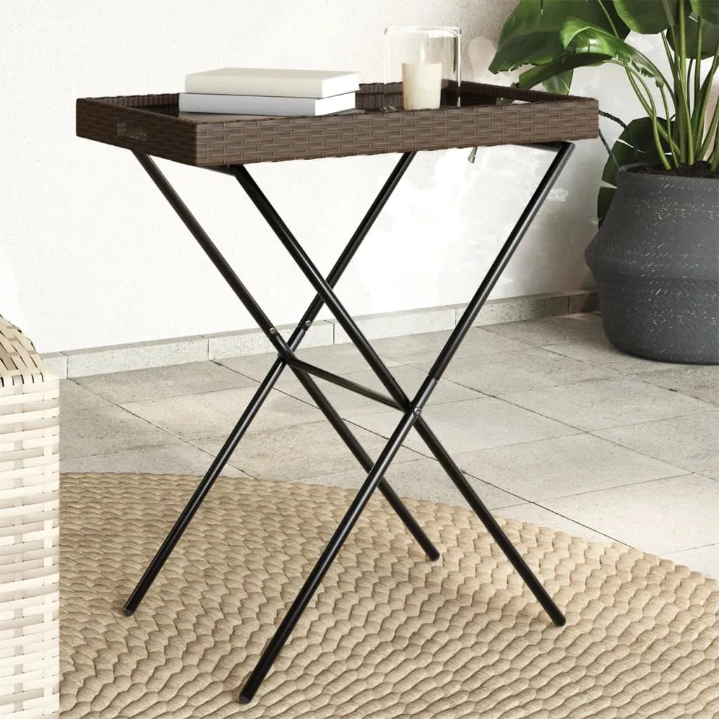 Folding Tray Table TV Dinner Outdoor Garden Patio Furniture Poly Rattan