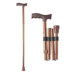 Folding Walking Cane for Men Women Lightweight Adjustable Walking Stick for Seniors with T-Handle (Bronze, 32" - 36")