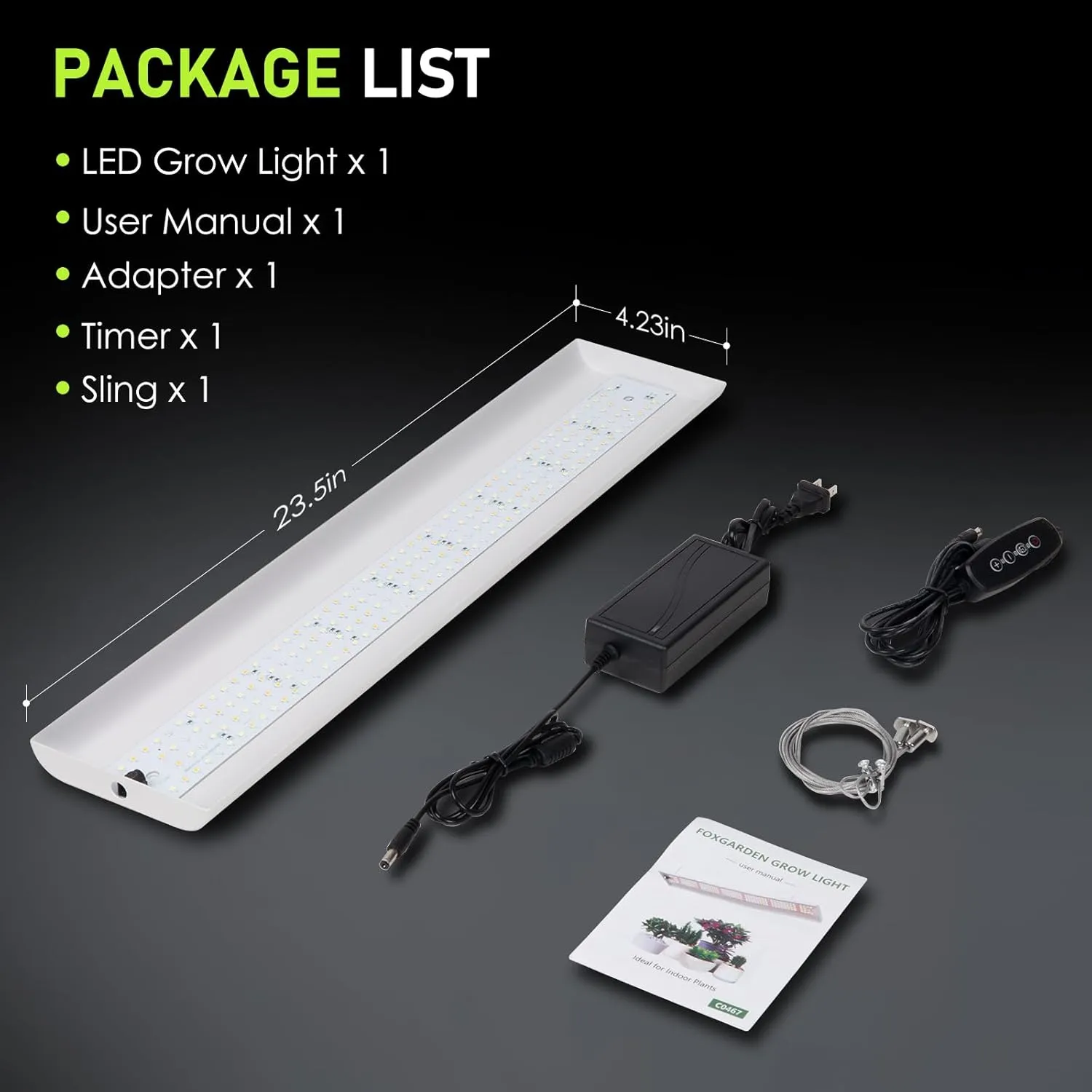 FOXGARDEN 2025 Upgrade LED Grow Light Full Spectrum, 2FT Plant Growing Lamp for Indoor Plants, 208 LEDs Hanging Plant Light with 4/8/12H Timer, 6 Dimmable Levels for Seed Starting and Indoor Growing