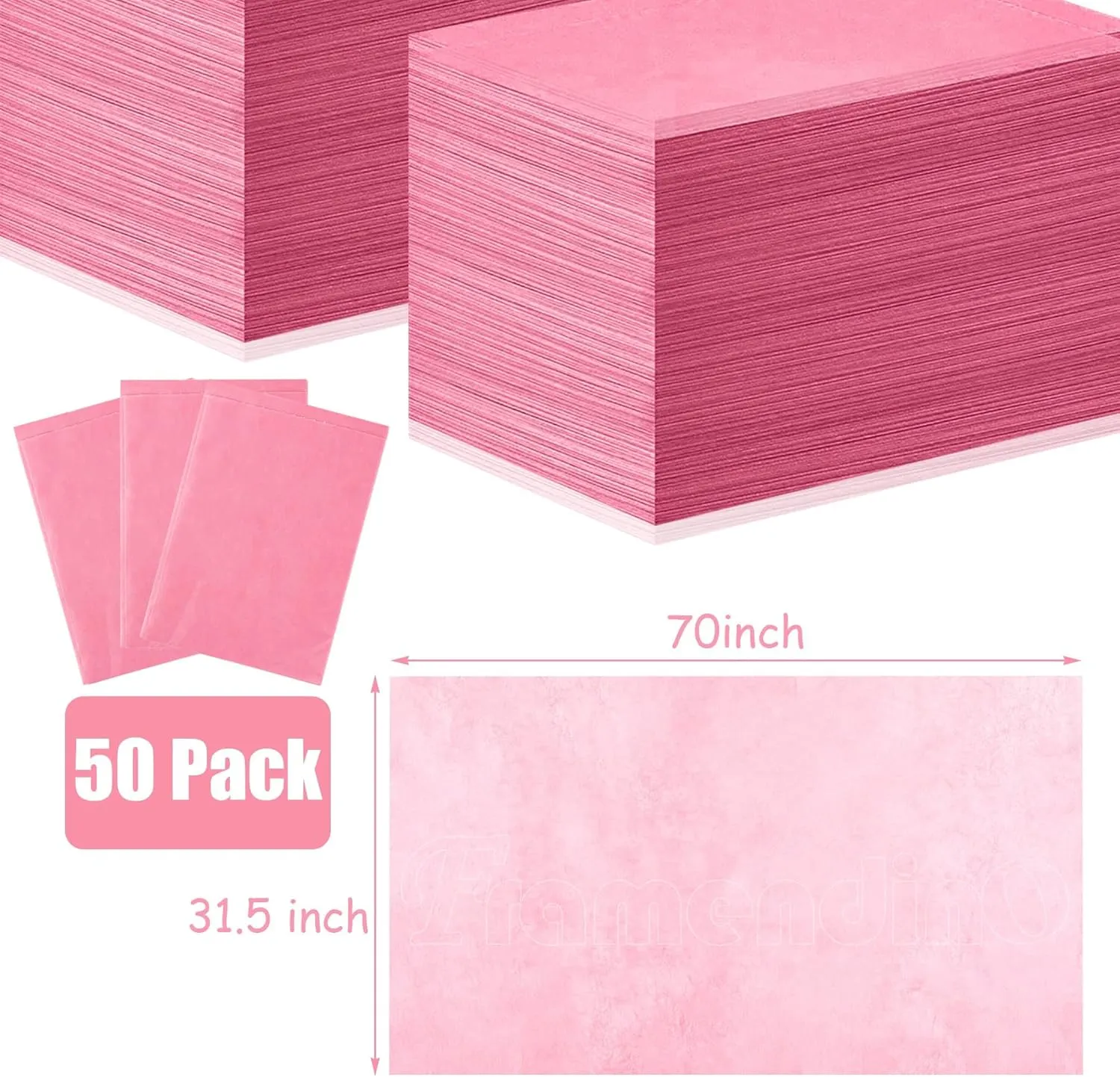 Framendino, 50 Pack Pink Disposable Massage Table Sheets Waterproof Non Woven Fabric Breathable Bed Cover for Salon Chair Hotel Lash Beds 31"x70"