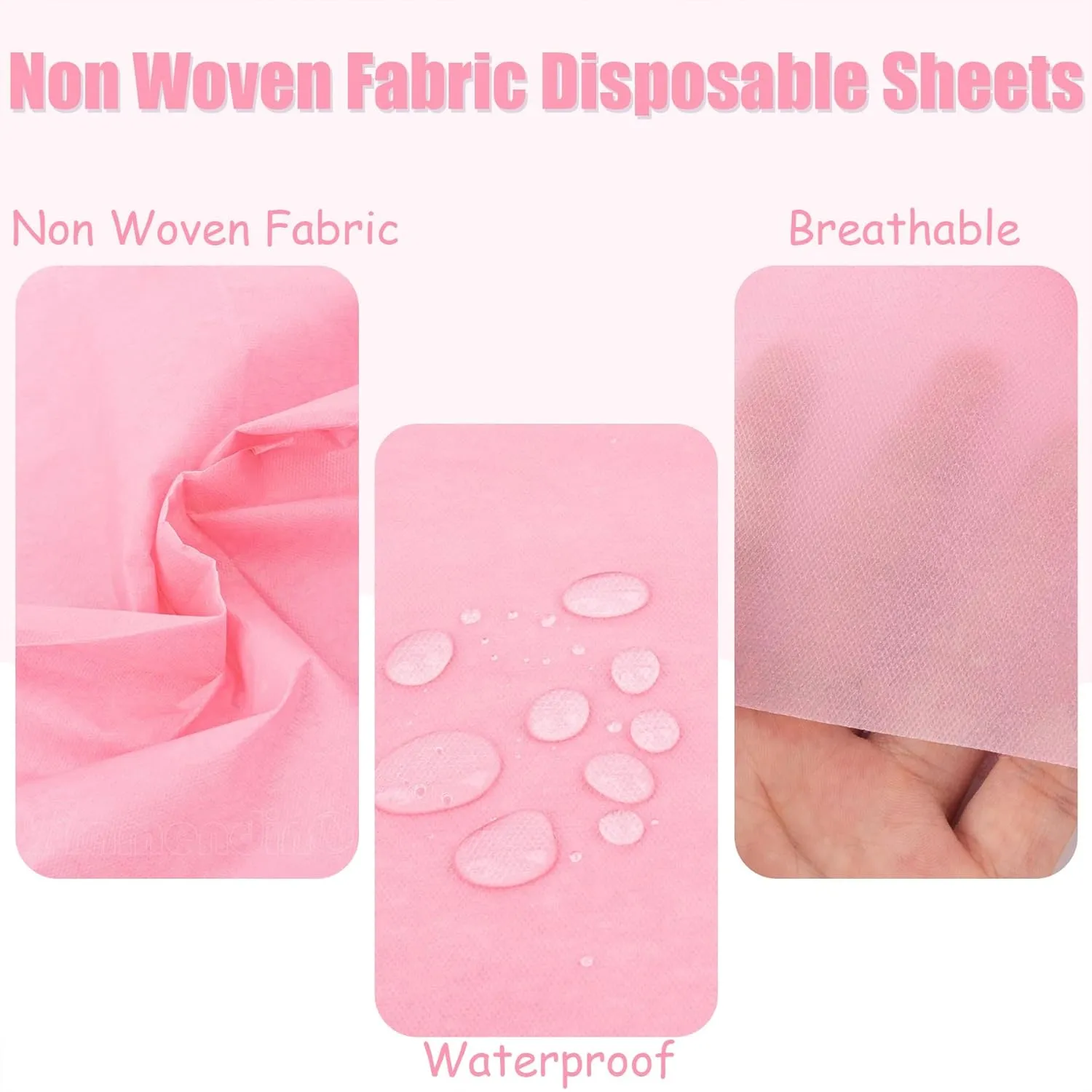 Framendino, 50 Pack Pink Disposable Massage Table Sheets Waterproof Non Woven Fabric Breathable Bed Cover for Salon Chair Hotel Lash Beds 31"x70"