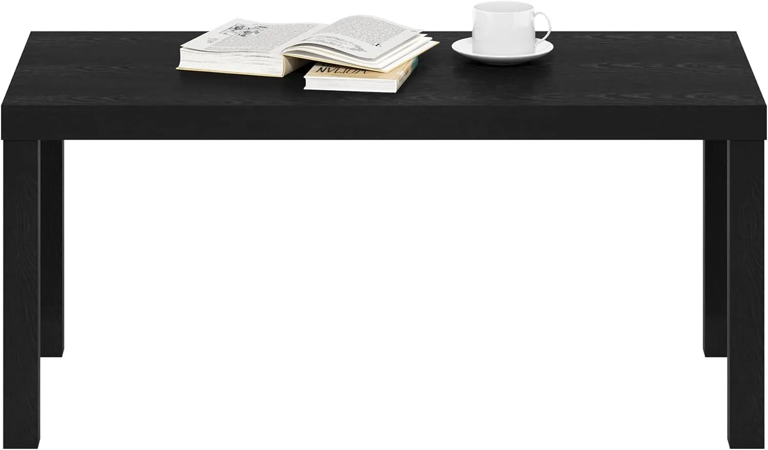 Furinno Classic Simple Coffee Table for Living Room, 38.98 (W) x 17.52 (H) x 18.9 (D) Inches, Black