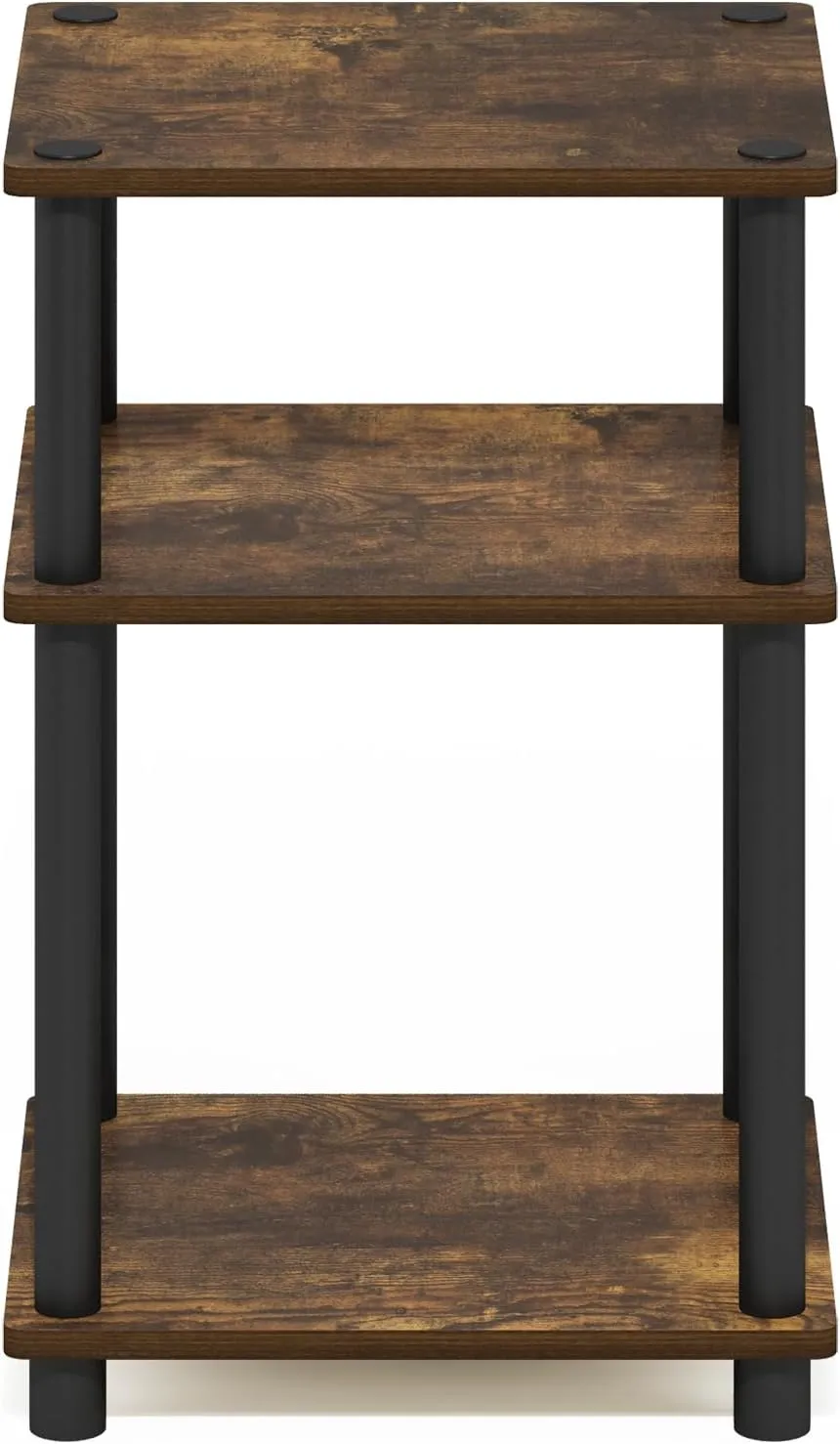 Furinno Just 3-Tier Turn-N-Tube End Table, 1-Pack, Amber Pine/Black
