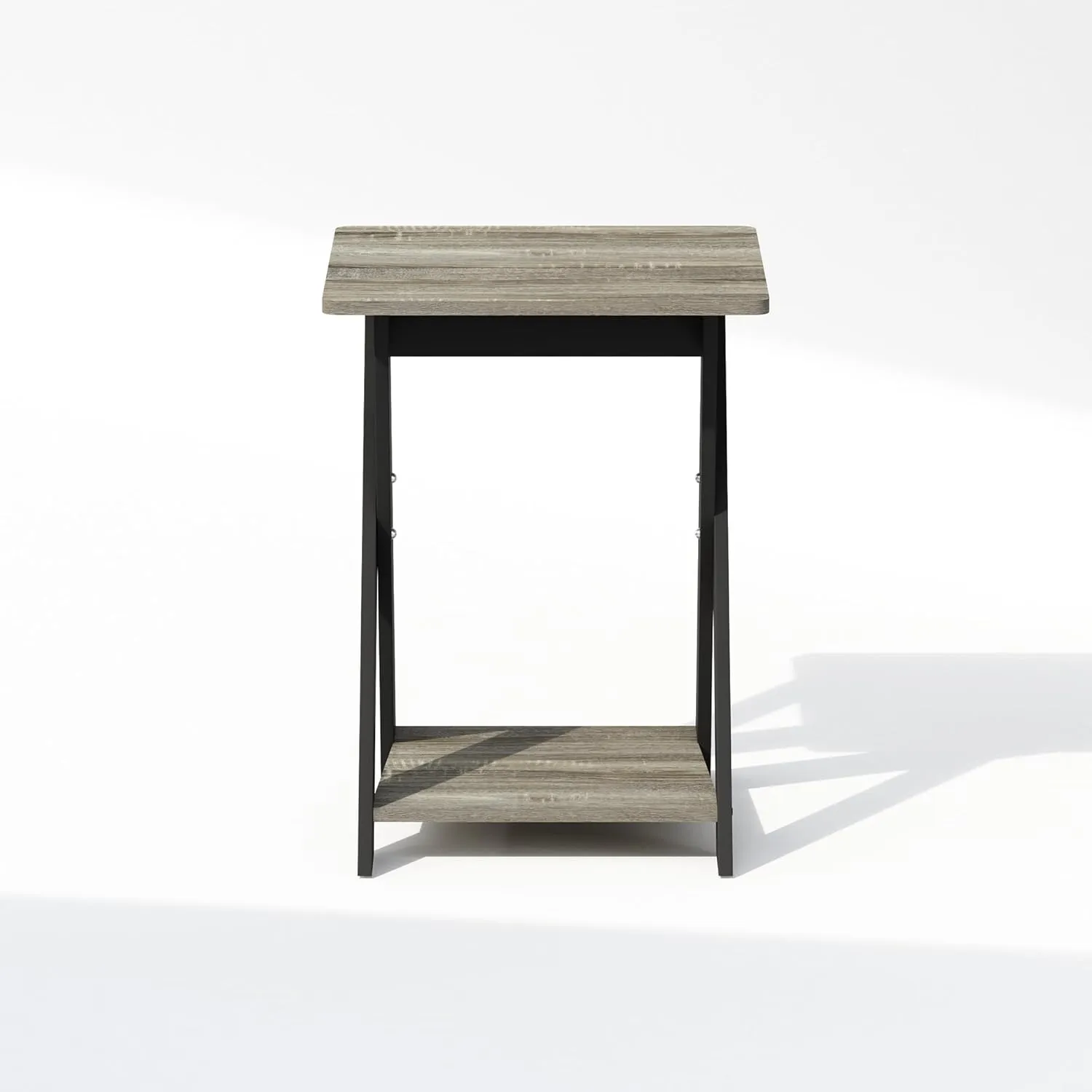 Furinno Tidur Criss-Crossed Nightstand, Bedside Table, French Oak/Black