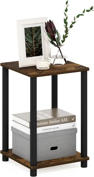 Furinno Turn-N-Tube Haydn End Table, Amber Pine/Black