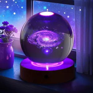 Galaxy Night Light with Remote Control, 3D Crystal Ball Lamp, 16 Color Changing LED Desk Decor, Unique Gifts for Girls Boys Teens Astronomy Enthusiasts, Space Theme Bedroom Office Decoration